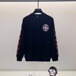 Chrome Hearts Black Long Sleeve Tee with Pink Graphics